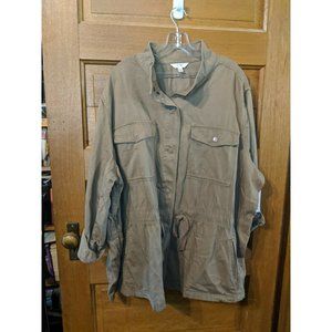 Terra & Sky Plus Size 0X Brown Light Weight Snap Utility Jacket 14W